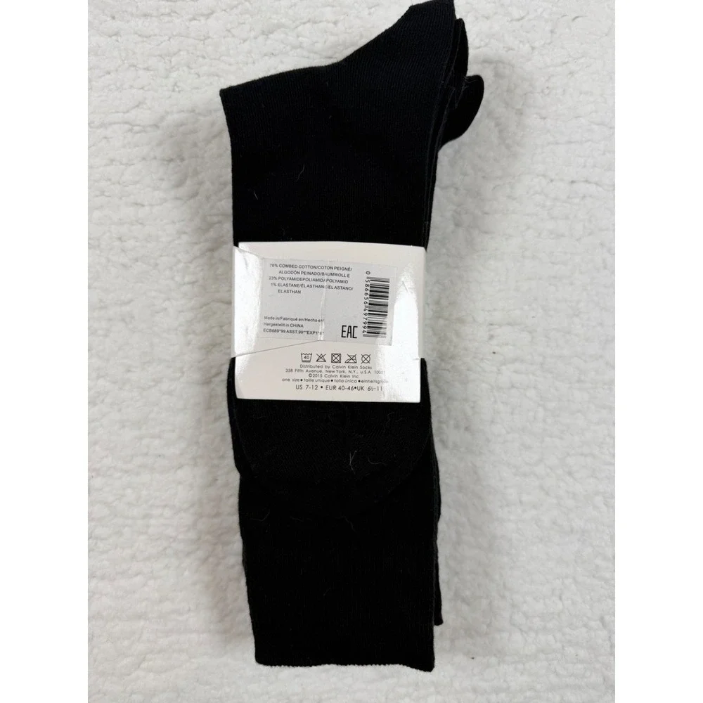 Calvin Klein Men's Black Crew Socks 3 Pack Cushion Sole Cotton US 7-12 NWT